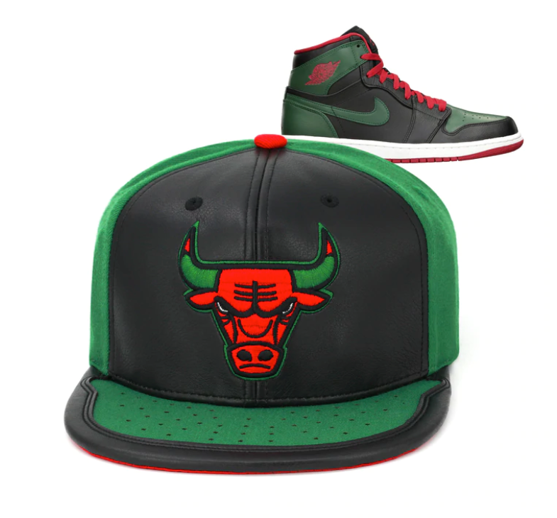 Chicago Bulls Day One Black/ Red/ Kelly Green Mitchell & Ness Snapback Hat product image 4, provided for visual reference