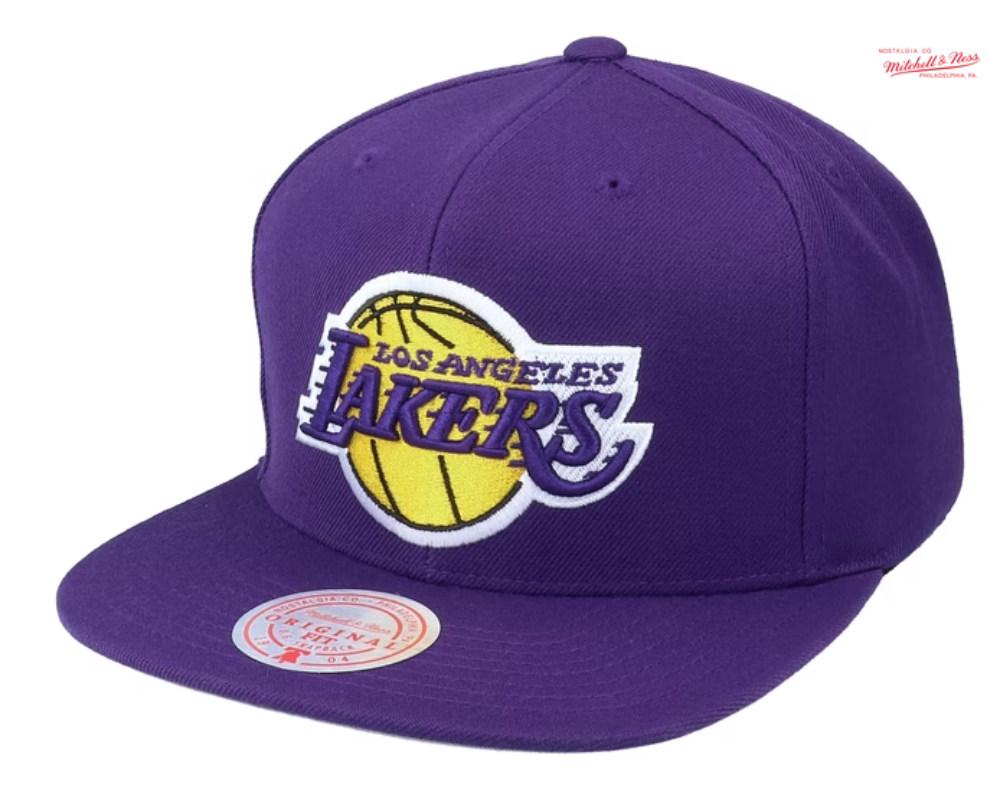 Mens NBA Los Angeles Lakers Purple Team Ground Snapback Hat By Mitchell And Ness product image 1, provided for visual