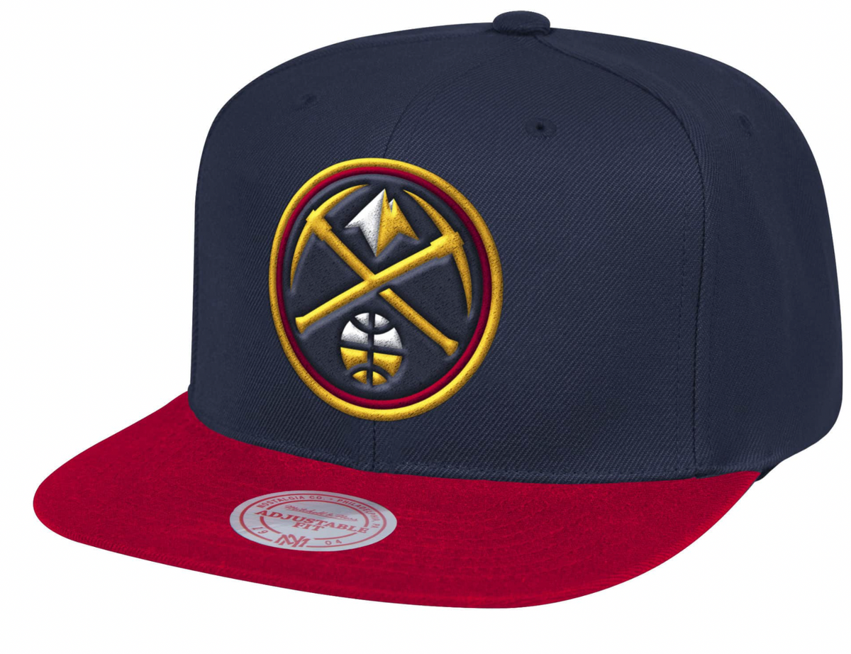 Mens NBA Denver Nuggets 2 Tone Navy/ Maroon Mitchell And Ness Basic Core Snapback Hat product image 1, provided for visual