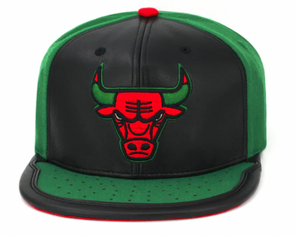Chicago Bulls Day One Black/ Red/ Kelly Green Mitchell & Ness Snapback Hat product image 1, provided for visual reference