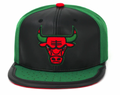 Chicago Bulls Day One Black/ Red/ Kelly Green Mitchell & Ness Snapback Hat product image 1, provided for visual reference