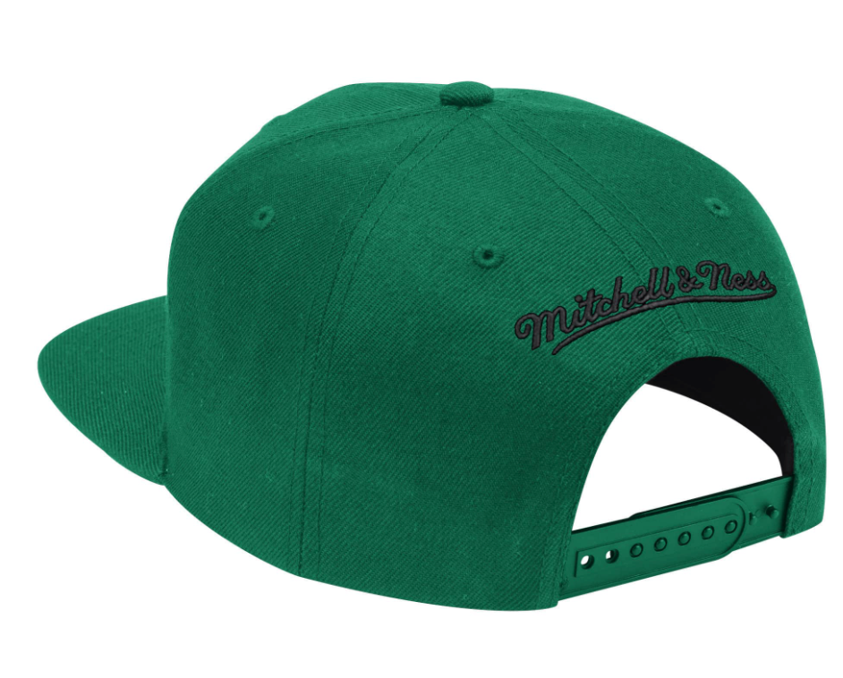 Mens Boston Celtics 2-Tone 2.0 Kelly Green Mitchell & Ness Snapback Hat product image 2, provided for visual reference and