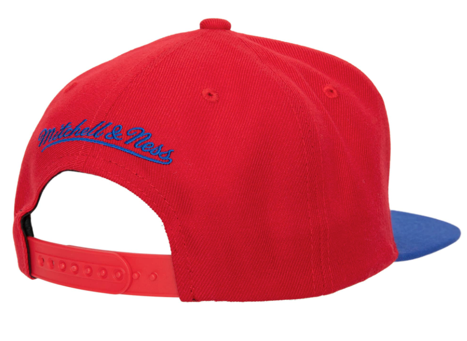 Mens Los Angeles Clippers 2-Tone Red/Royal 2.0 Mitchell & Ness Snapback Hat product image 2, provided for visual reference