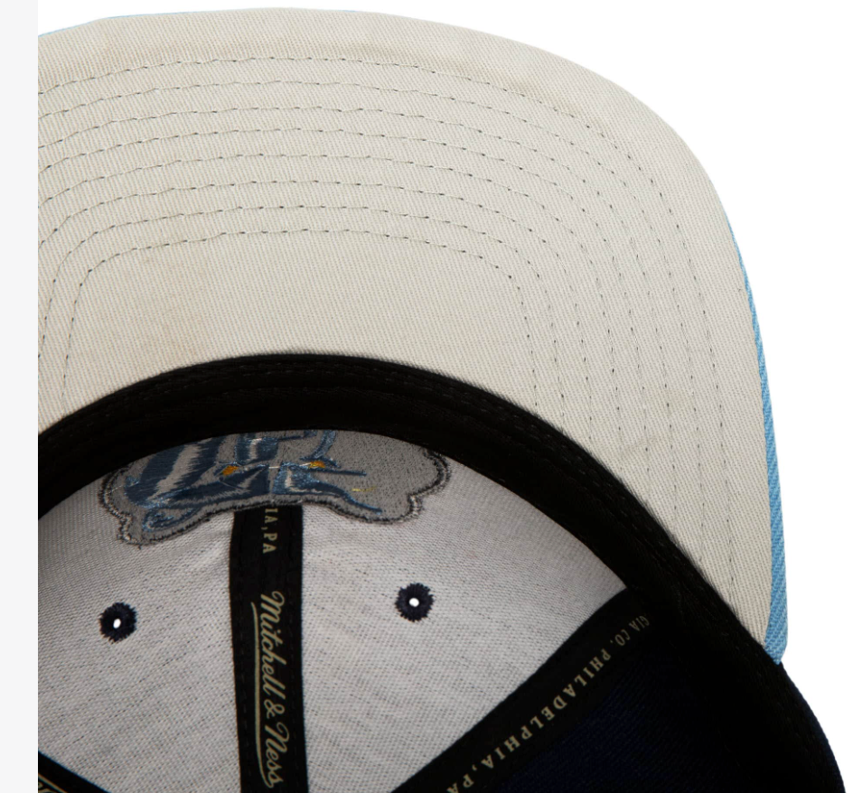 Mens NBA Memphis Grizzlies Navy 2-Tone 2.0 Snapback Hat By Mitchell And Ness product image 4, provided for visual reference