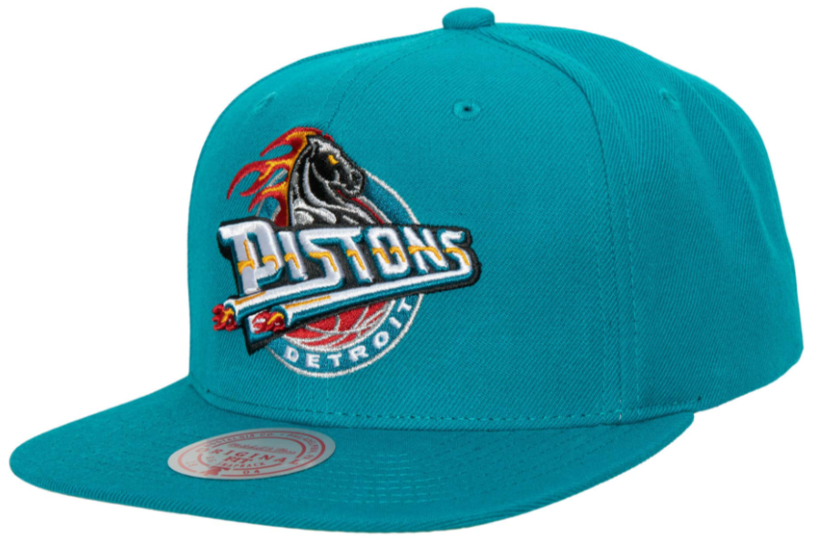 Detroit Pistons Mitchell & Ness HWC Ground 2.0Teal Snapback Hat for Men product image 1, provided for visual reference and