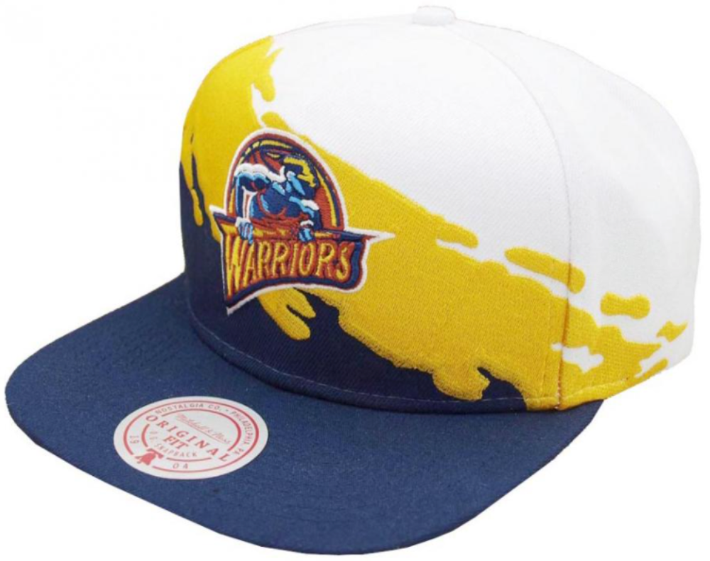 Golden State Warriors HWC NBA Paintbrush Mitchell & Ness Snapback Hat product image 1, provided for visual reference and