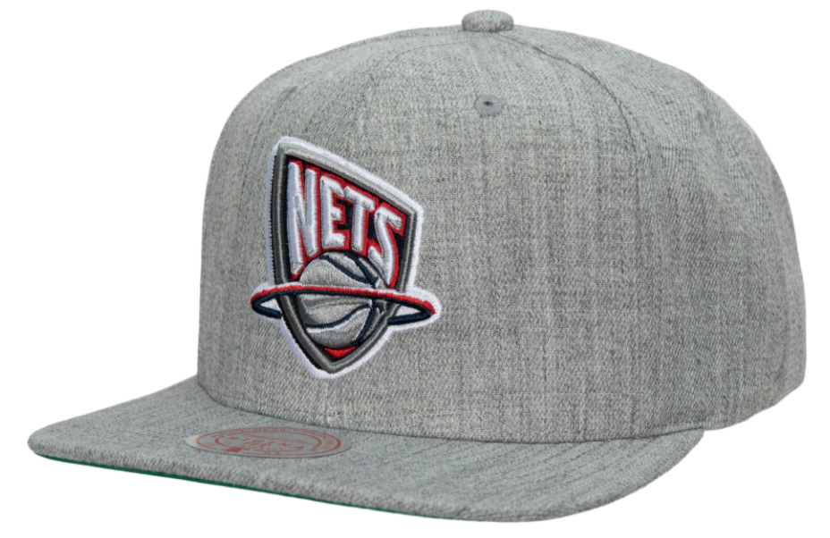 New Jersey Nets HWC Gray Heather 2.0 Mitchell & Ness Snapback Hat product image 1, provided for visual reference and product