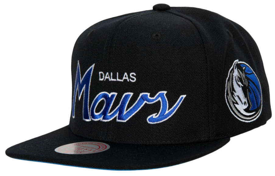 Dallas Mavericks Team Script 2.0 Mitchell & Ness Snapback Hat product image 1, provided for visual reference and product