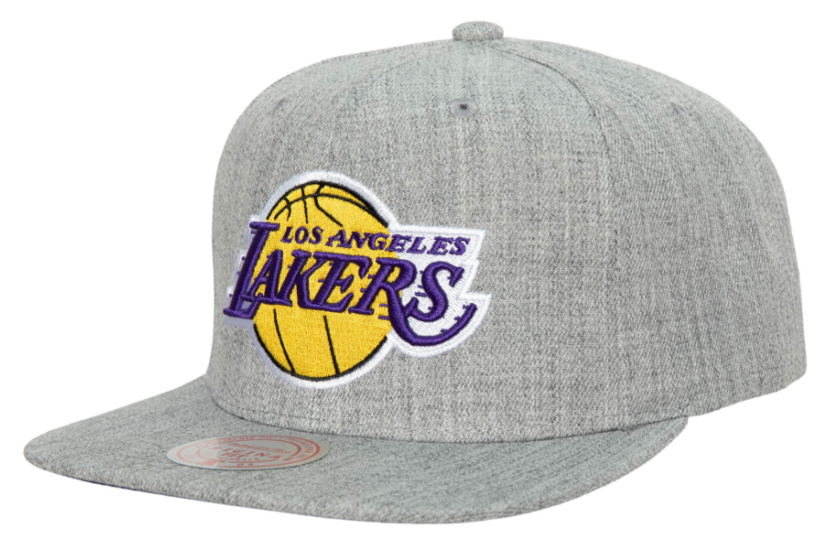 Los Angeles Lakers Gray Heathered 2.0 Mitchell & Ness Snapback Hat product image 1, provided for visual reference and