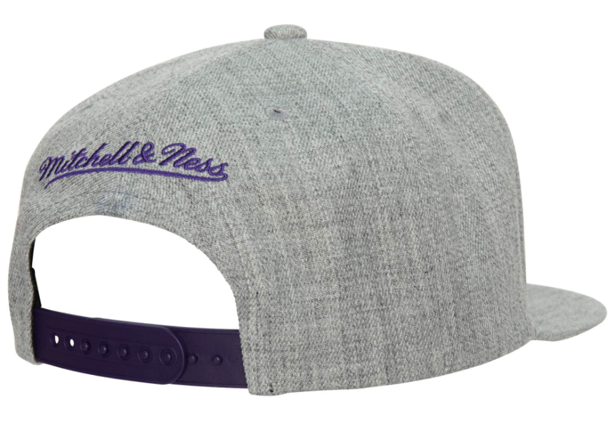 Los Angeles Lakers Gray Heathered 2.0 Mitchell & Ness Snapback Hat product image 2, provided for visual reference and