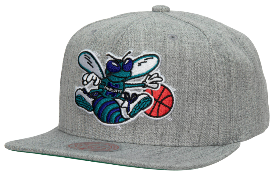 Charlotte Hornets HWC Gray Heathered 2.0 Mitchell & Ness Snapback Hat product image 1, provided for visual reference and