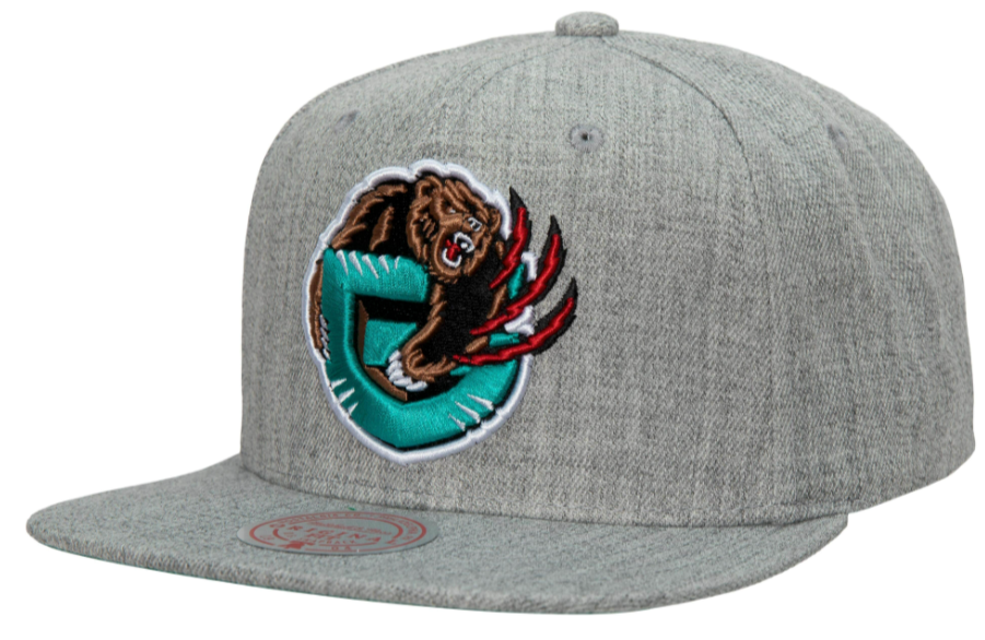 Vancover Grizzlies HWC Team Gray Heather 2.0 Mitchell & Ness Snapback Hat product image 1, provided for visual reference and