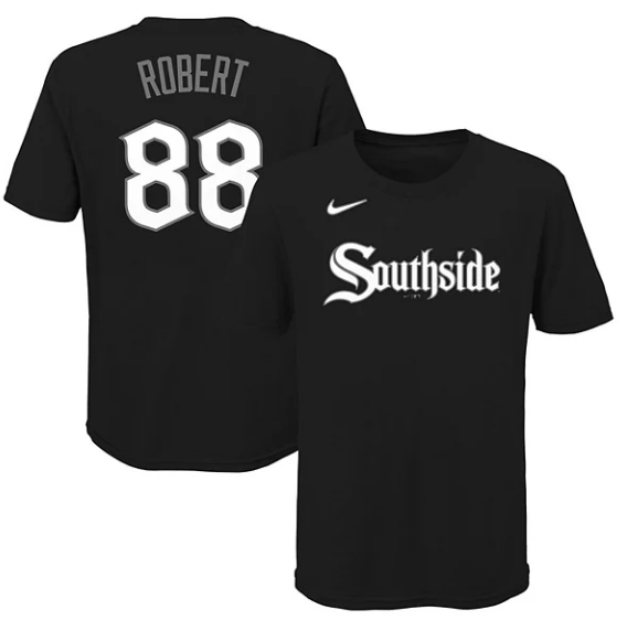 Youth Chicago White Sox Luis Robert Nike Black City Connect T-Shirt product image 1, provided for visual reference and