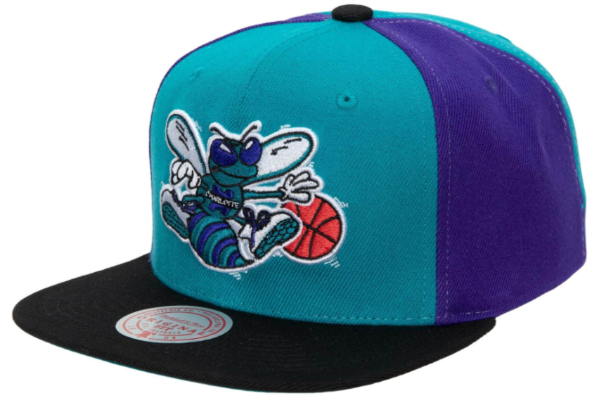 Charlotte Hornets NBA On The Block Mitchell & Ness Snapback Hat product image 1, provided for visual reference and product