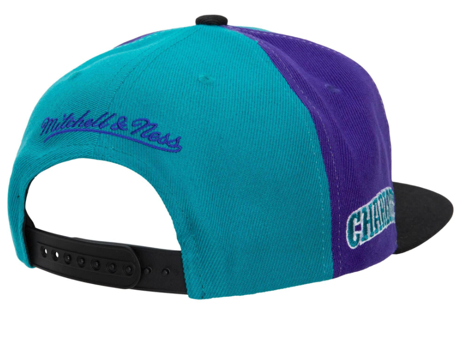 Charlotte Hornets NBA On The Block Mitchell & Ness Snapback Hat product image 2, provided for visual reference and product