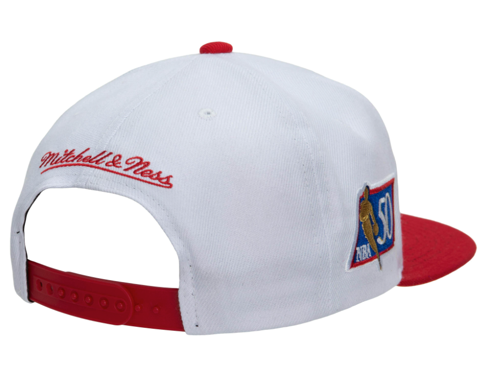 Atlanta Hawks Mitchell & Ness 50th Anniversary HWC Red/White Snapback Hat for Men product image 2, provided for visual