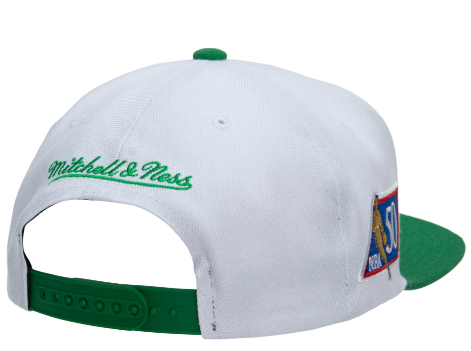 Boston Celtics Mitchell & Ness 50th Anniversary HWC Green/White Snapback Hat for Men product image 2, provided for visual