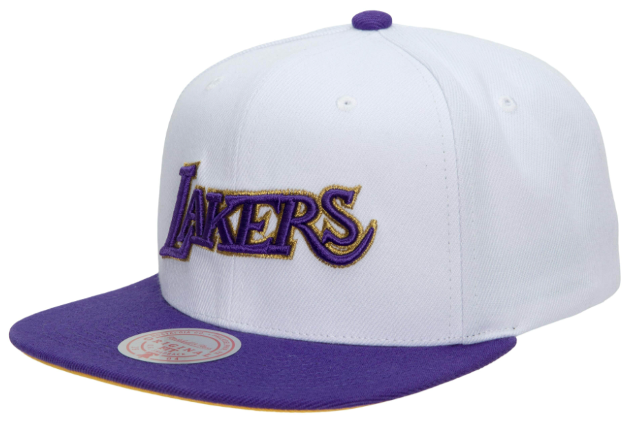 Los Angeles Lakers Mitchell & Ness 50th Anniversary HWC Purple/White Snapback Hat for Men product image 1, provided for