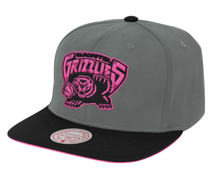 Vancouver Grizzlies Mitchell & Ness NBA Neon Lights Gray/Pink Adjustable Snapback Hat for Men product image 1, provided for