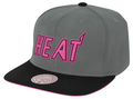 Miami Heat Mitchell & Ness NBA Neon Lights HWC Gray/Pink Snapback Hat for Men product image 1, provided for visual reference