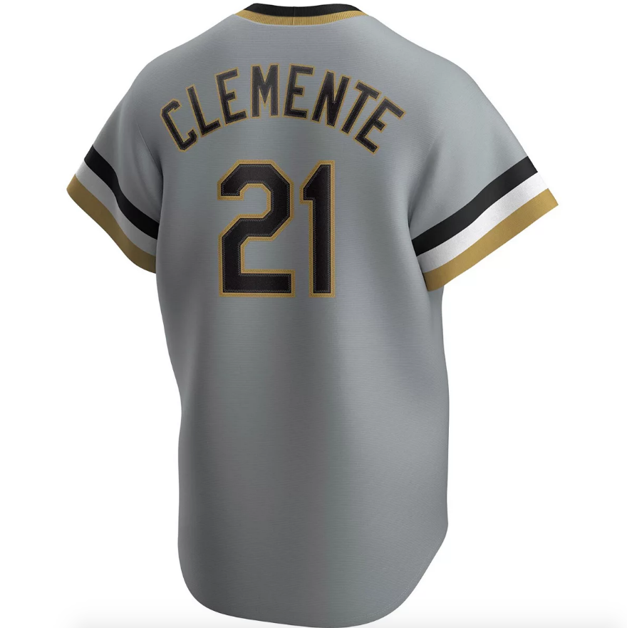 Pittsburgh Pirates Roberto Clemente Nike Road Gray Replica Jersey for Men product image 3, provided for visual reference and