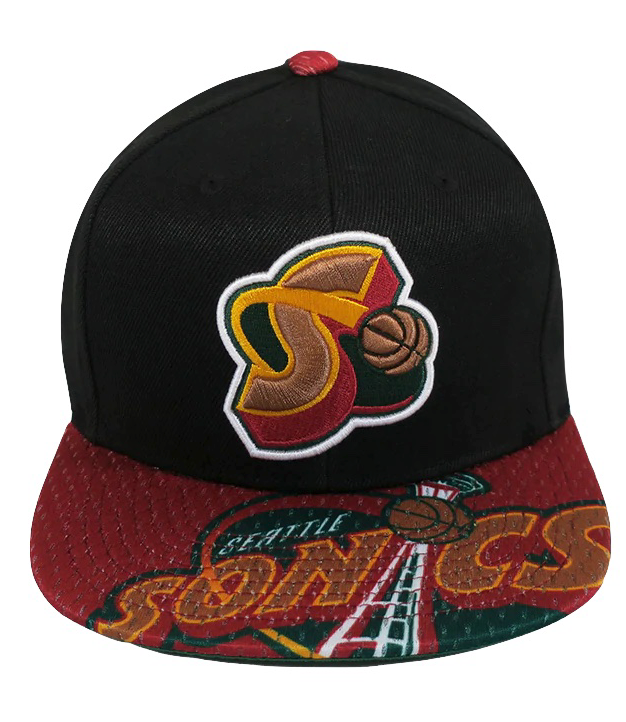 Mitchell & Ness Black/Red Seattle SuperSonics Hardwood Classics Snapshot Adjustable Snapback Hat for Men product image 2,