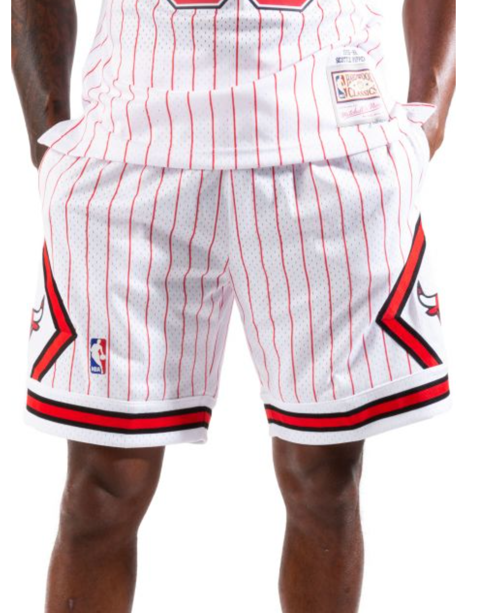 Mitchell & Ness Chicago Bulls Hardwood Classic White Reload Swingman Shorts for Men product image 3, provided for visual