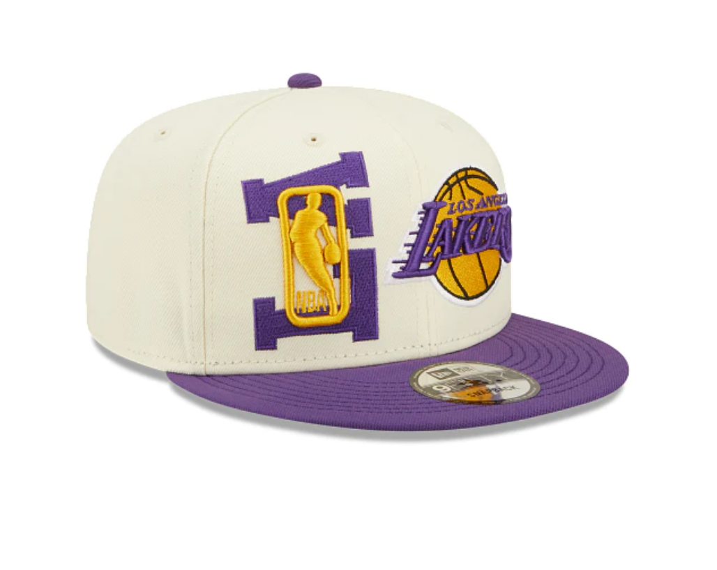 Los Angeles Lakers New Era 2022 NBA Draft 9FIFTY Snapback Adjustable Hat - Cream/Purple product image 3, provided for visual