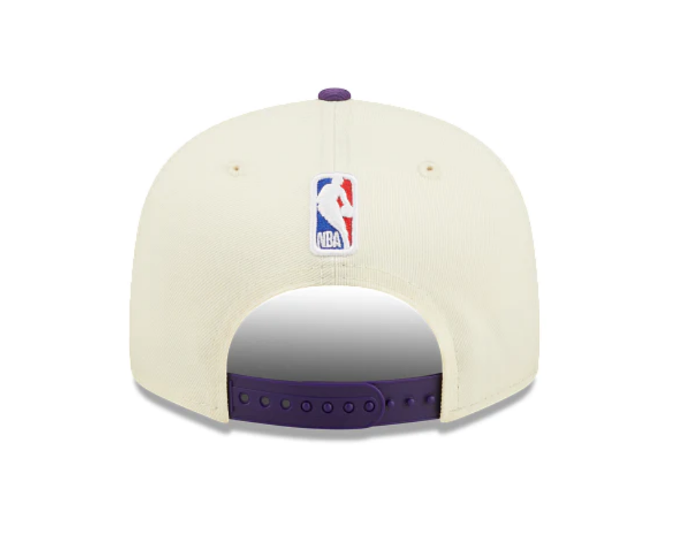 Los Angeles Lakers New Era 2022 NBA Draft 9FIFTY Snapback Adjustable Hat - Cream/Purple product image 6, provided for visual