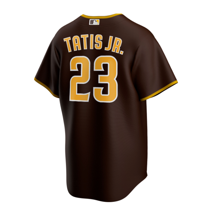 Nike Men Replica San Diego Padres Fernando Tatis Jr. Cool Base Brown Jersey product image 3, provided for visual reference