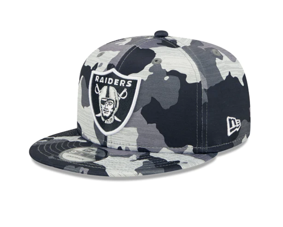 Las Vegas Raiders New Era Camo 2022 NFL Training Camp Official 9FIFTY Snapback Adjustable Hat for Men product image 1,
