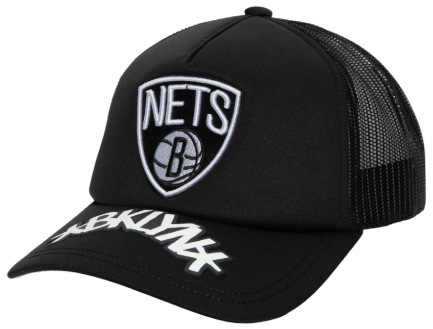 Mens Brooklyn Nets NBA Puff The Magic Trucker Mitchell & Ness Snapback Hat product image 1, provided for visual reference