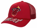 Mens Miami Heat NBA Puff The Magic Trucker HWC Mitchell & Ness Snapback Hat product image 1, provided for visual reference
