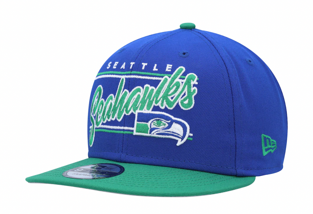 Seattle Seahawks Retro New Era Team Script 2 Tone 9FIFTY Snapback Hat product image 1, provided for visual reference and