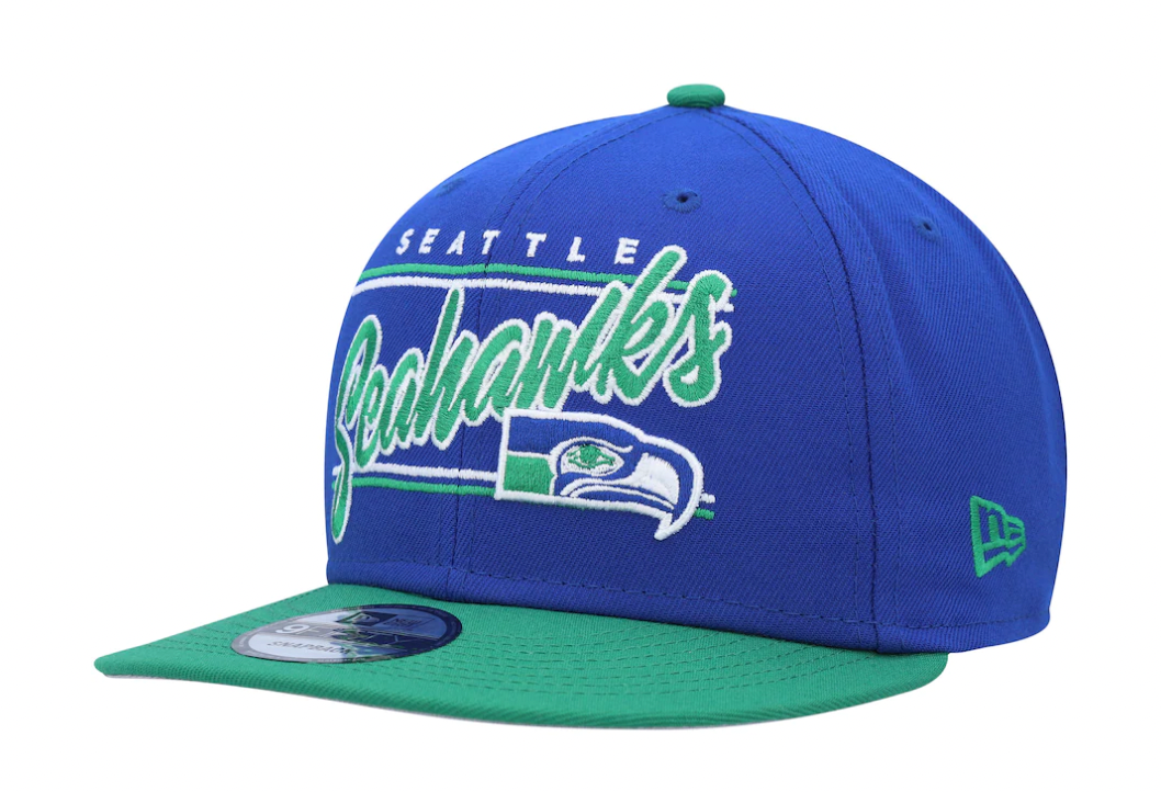 Seattle Seahawks Retro New Era Team Script 2 Tone 9FIFTY Snapback Hat product image 1, provided for visual reference and