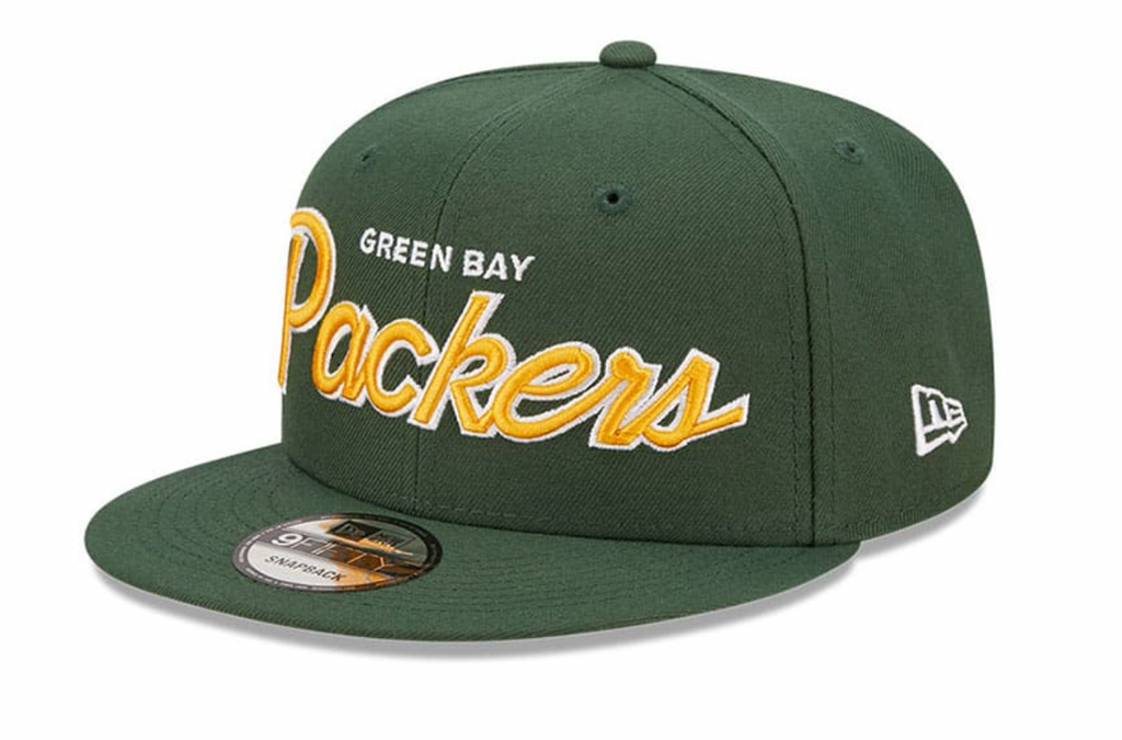 Mens Green Bay Packers New Era Green Script 9FIFTY Snapback Hat product image 3, provided for visual reference and product