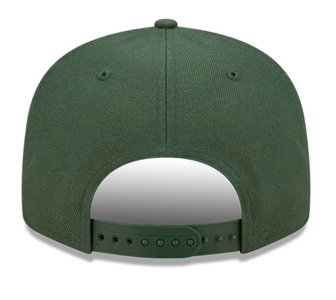 Mens Green Bay Packers New Era Green Script 9FIFTY Snapback Hat product image 4, provided for visual reference and product