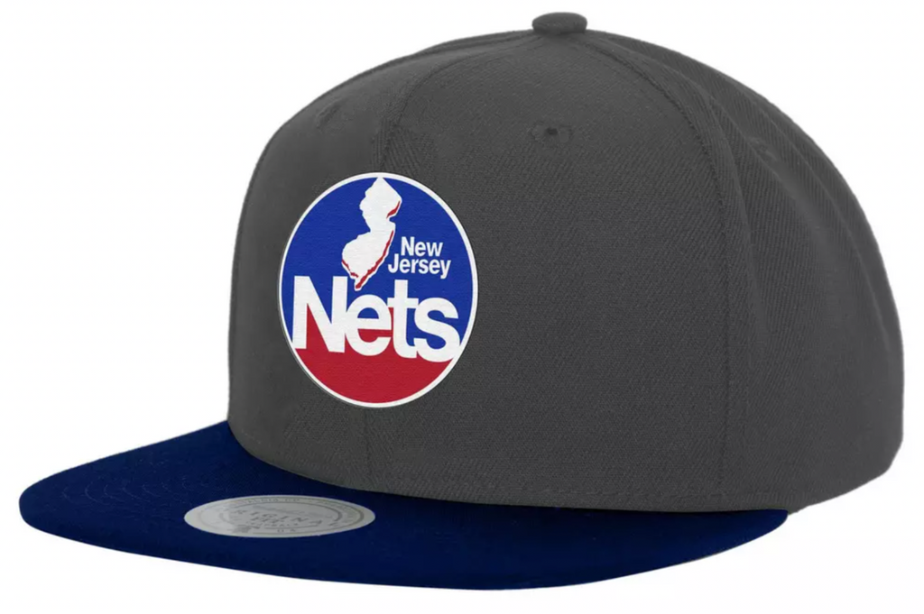 New Jersey Nets Basic Core HWC 2 Tone Gray/Royal Mitchell & Ness Snapback Hat for Men product image 1, provided for visual