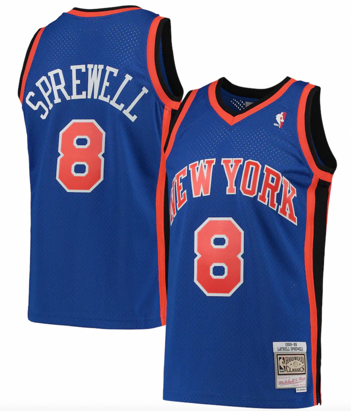 Mitchell & Ness Latrell Sprewell Blue New York Knicks Hardwood Classics 1998-99 Swingman Jersey for Men product image 1,