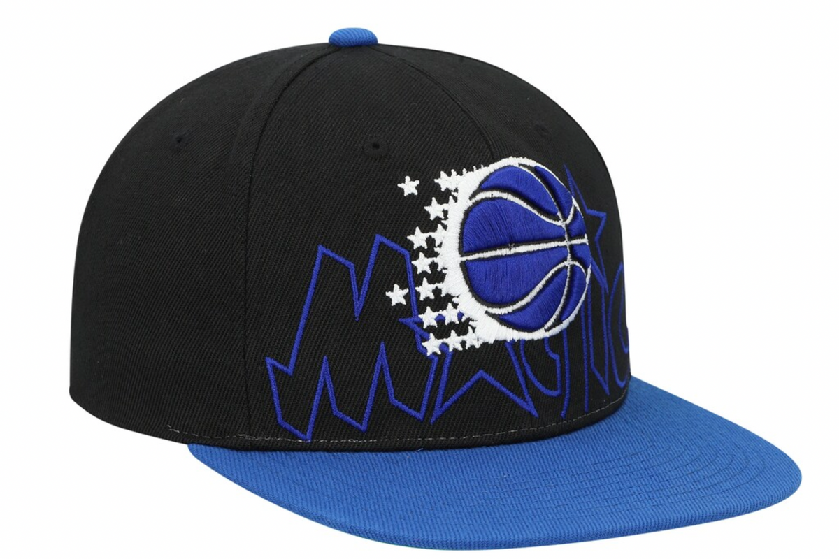 Orlando Magic Mitchell & Ness 2 Tone Black and Royal Low Big Face Hardwood Classics Snapback Hat for Men product image 1,
