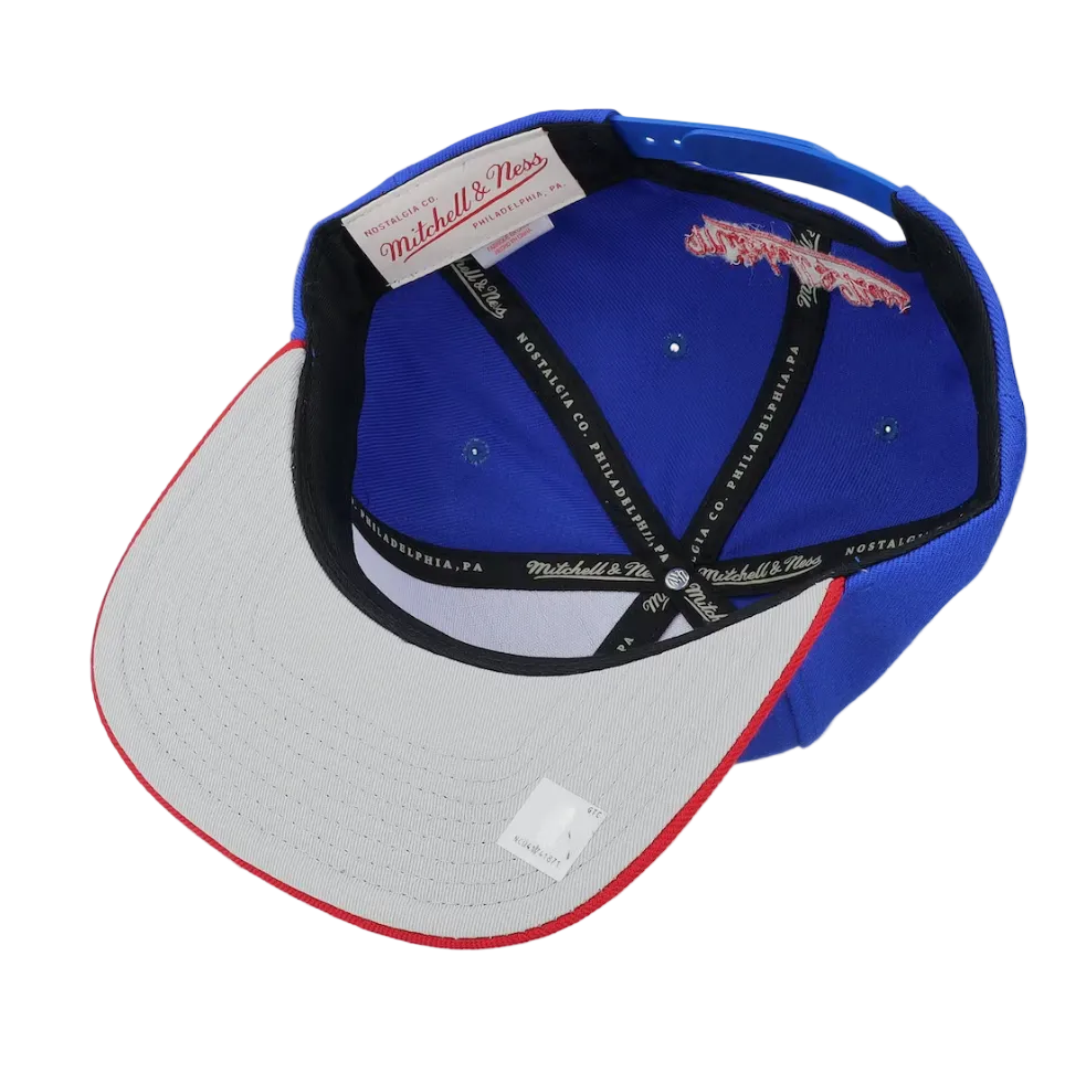 Philadelphia 76ers 2-Tone Blue/Red 2.0 Snapback Hat By Mitchell And Ness product image 4, provided for visual reference and
