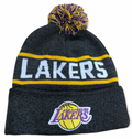 Los Angeles Lakers Mitchell & Ness NBA Reload 2.0 Gray Cuffed Pom Knit Hat product image 1, provided for visual reference