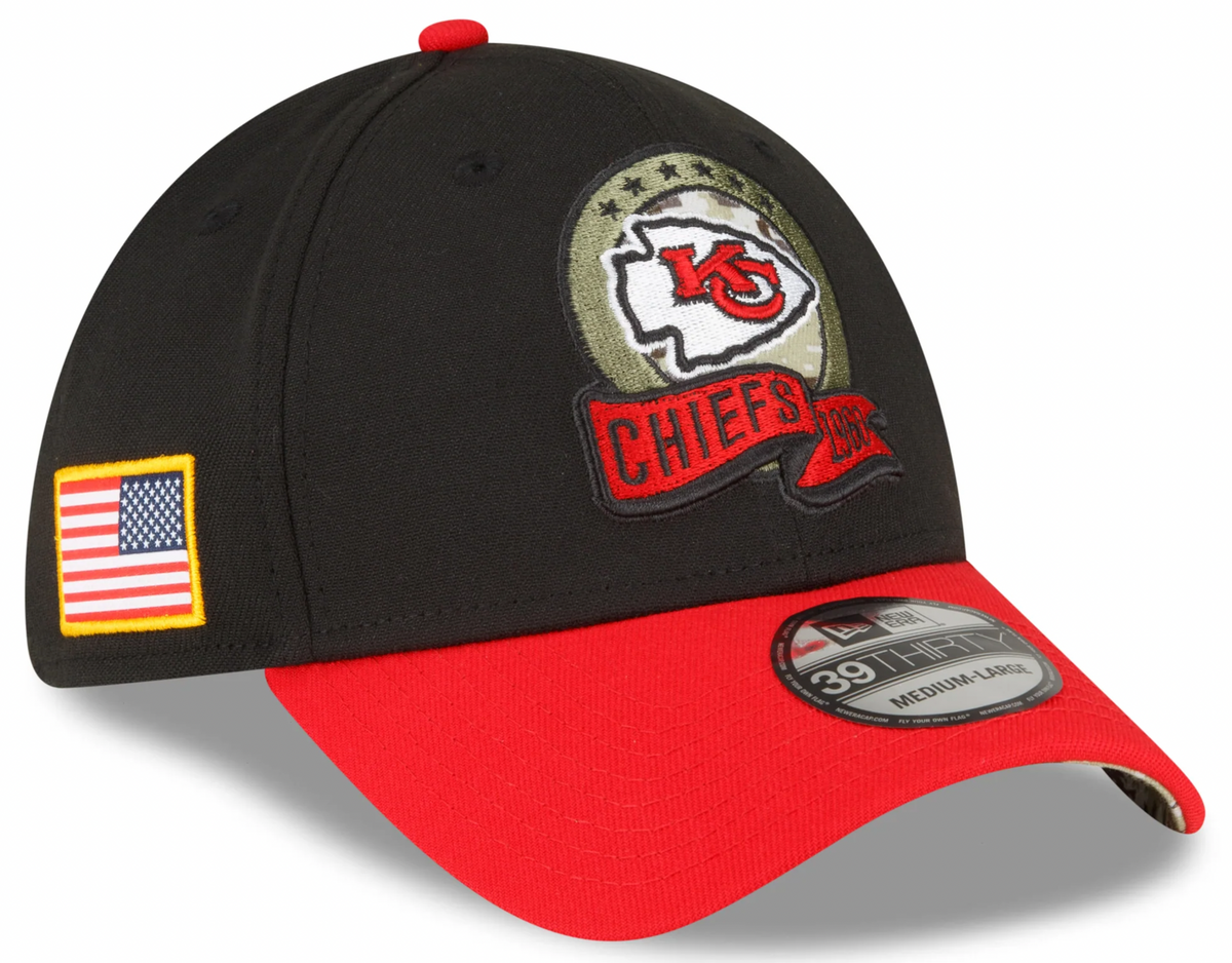 Kansas City Chiefs New Era Black 2022 Salute to Service 39THIRTY Flex Hat for Men product image 1, provided for visual