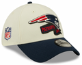 New England Patriots New Era Cream/Navy 2022 Sideline 39THIRTY Flex Hat for Men product image 1, provided for visual