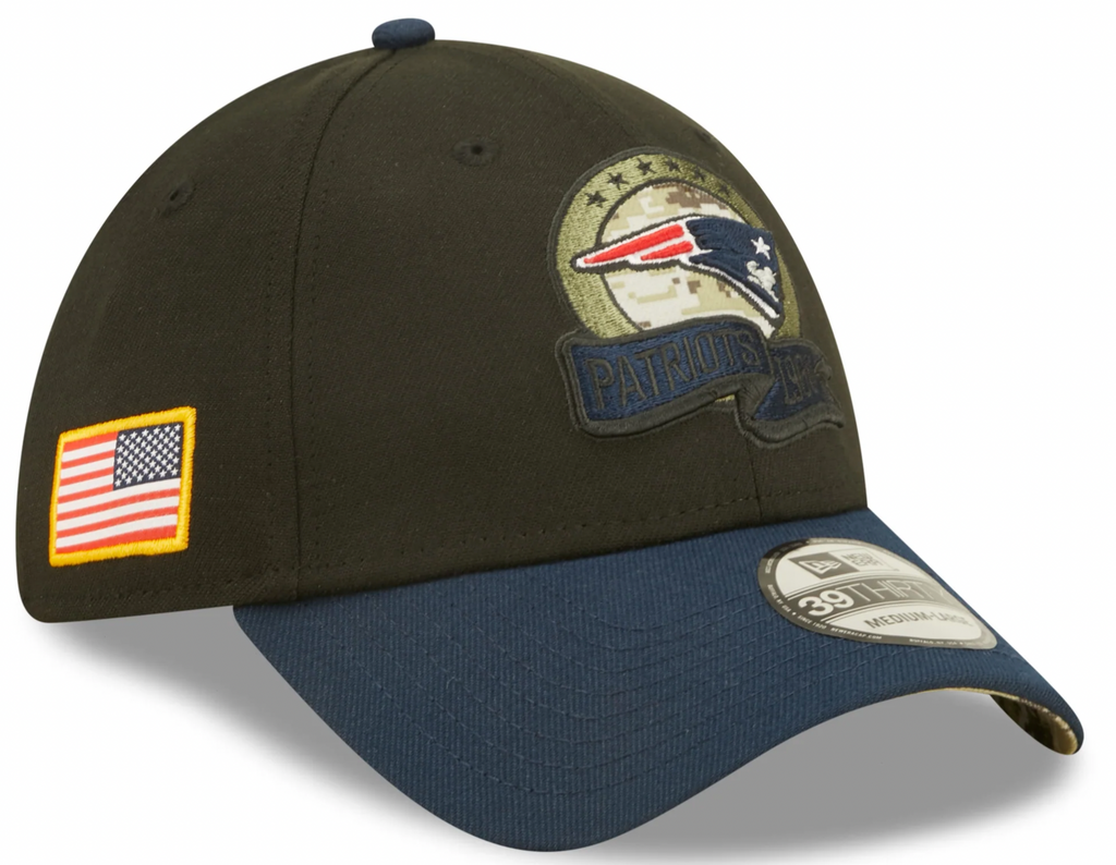 New England Patriots New Era Black 2022 Salute to Service 39THIRTY Flex Hat for Men product image 1, provided for visual