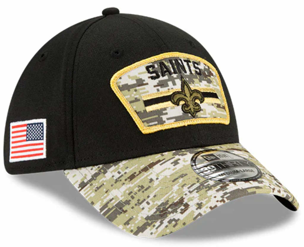 New Orleans Saints New Era Black 2021 Salute to Service Primary Logo 39THIRTY Flex Hat for Men product image 1, provided for
