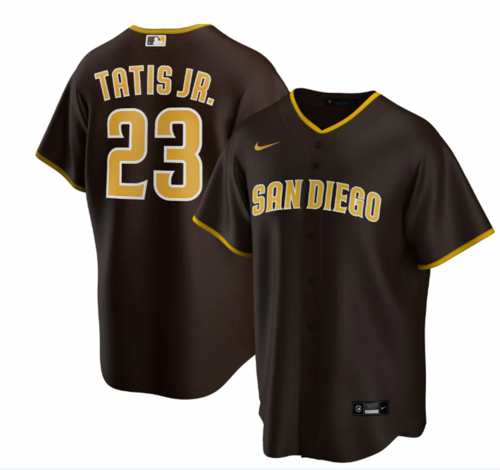 Nike Men Replica San Diego Padres Fernando Tatis Jr. Cool Base Brown Jersey product image 1, provided for visual reference