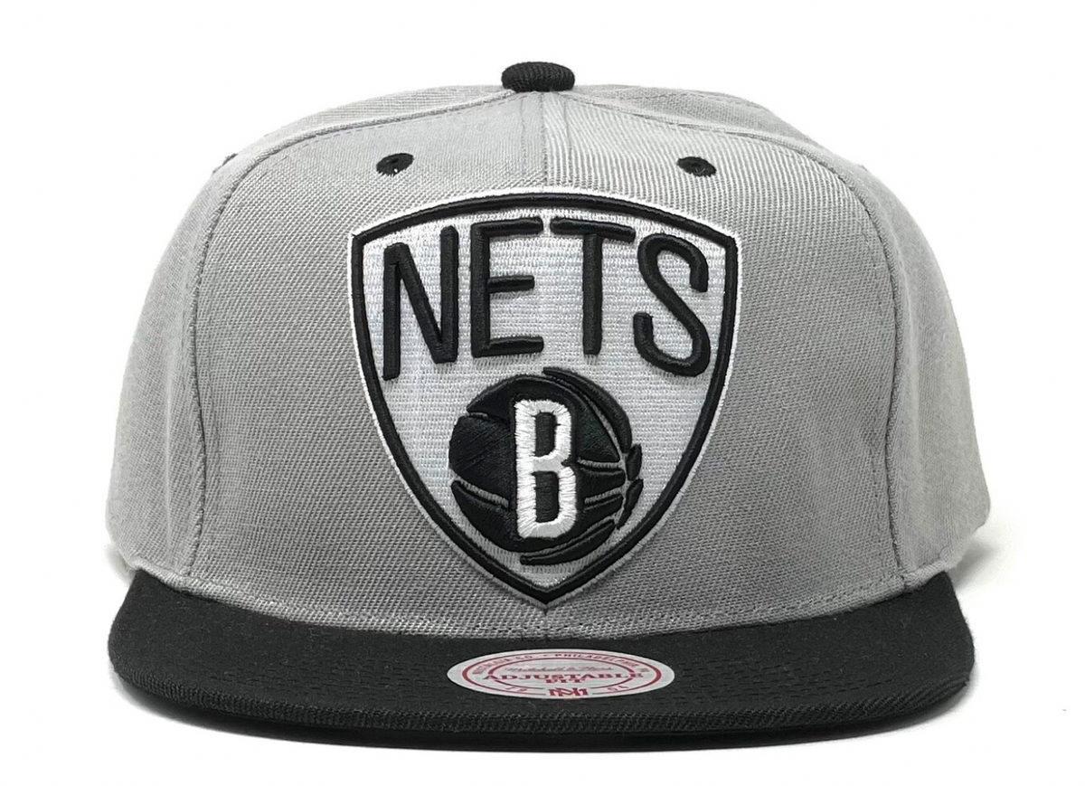 Brooklyn Nets 2 Tone Gray/Black NBA XL Pop Snapback Adjustable Hat for Men product image 2, provided for visual reference