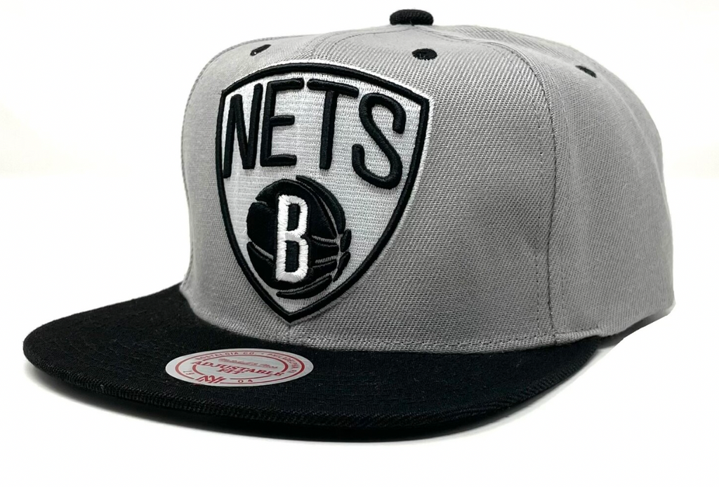 Brooklyn Nets 2 Tone Gray/Black NBA XL Pop Snapback Adjustable Hat for Men product image 1, provided for visual reference