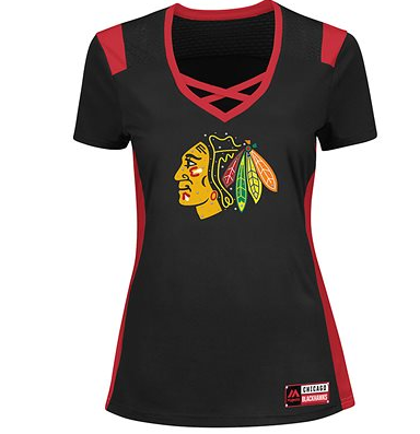 Chicago Blackhawks Draft Me Short Sleeve Criss-Cross Deep V-Neck T-Shirt for Women product image 1, provided for visual